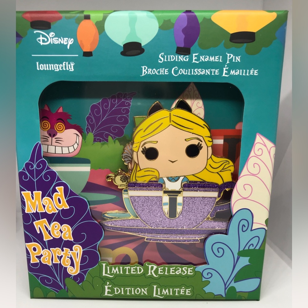 Disney Loungefly Alice in Wonderland Mad Hatter Tea Party Sliding Pin Limited
